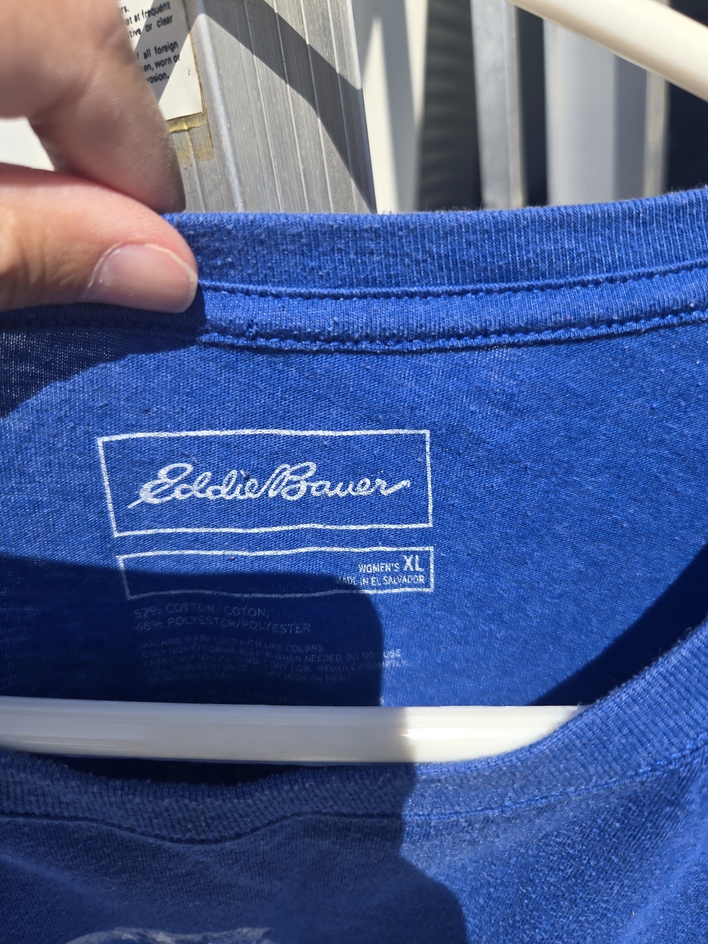 Eddie Bauer Blue Graphic Tee with American Flag Dog - Picture 2 of 2